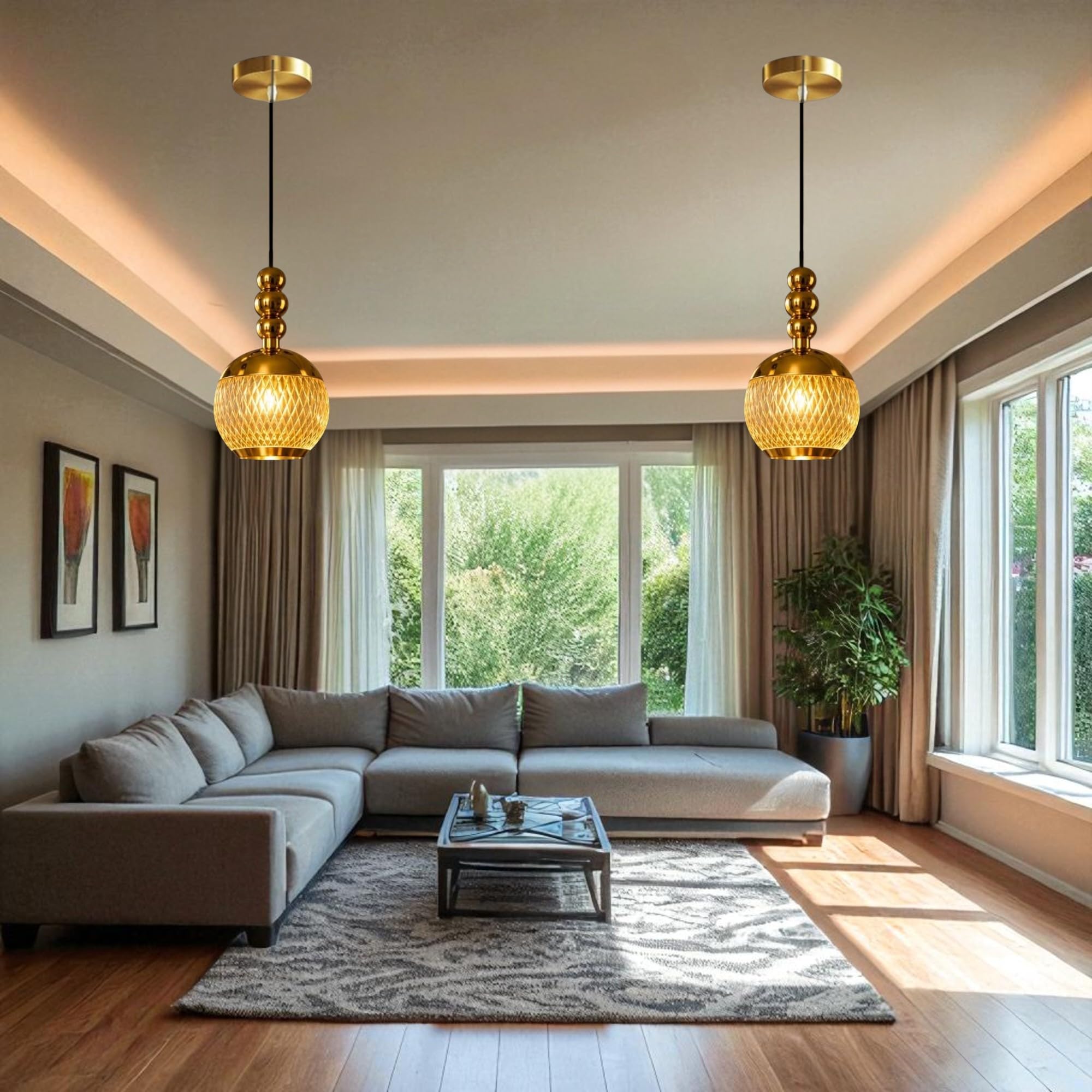 GreyWings Golden Hanging Light - 3 Color Changing -5