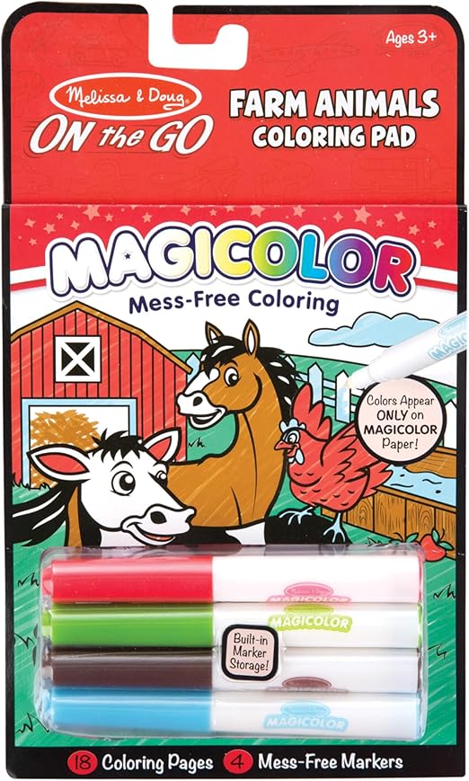 Melissa & Doug On the Go Magicolor Coloring Pad: Farm Animals - 18 Pages, 4 Markers
