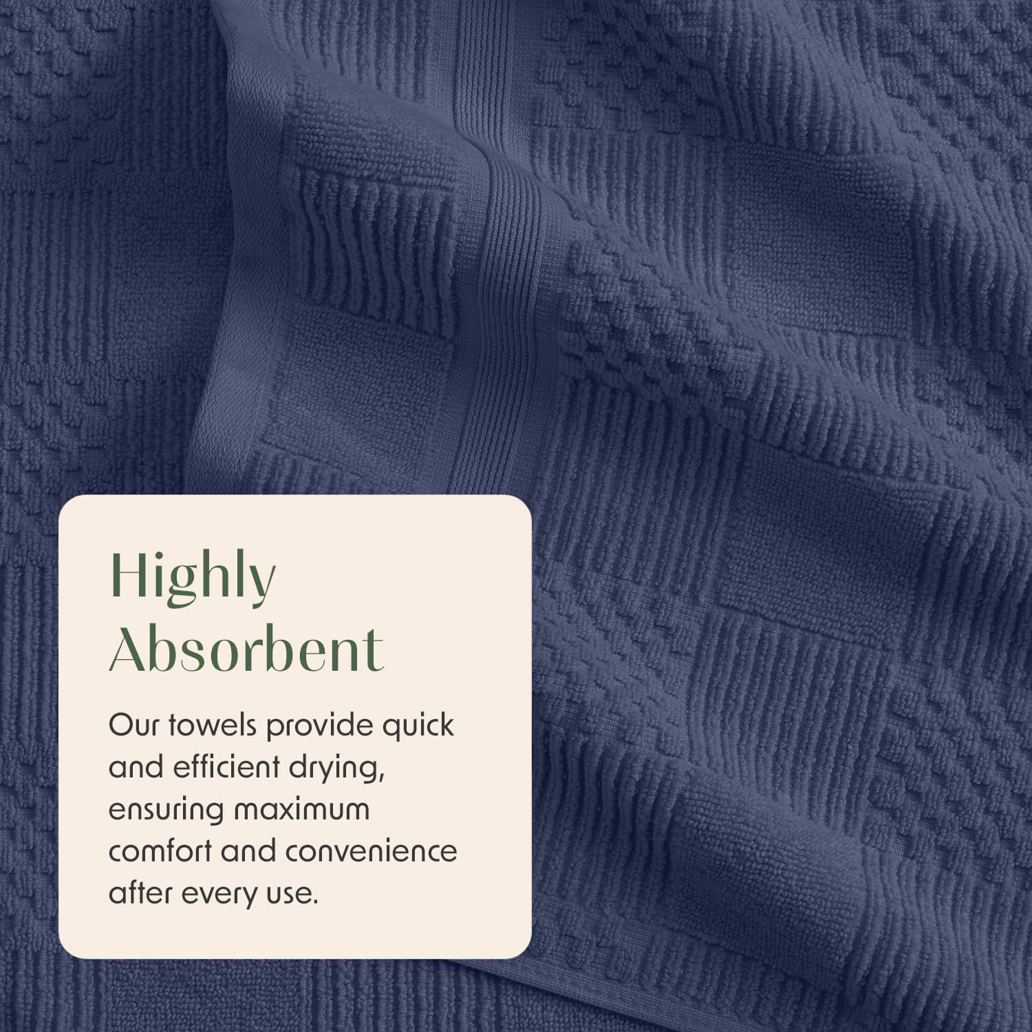 Springtree Home 100% Cotton Bath Towel Set of 4 | Blue Towels | Geometric Textured Design | Absorbent & Quick-Dry | 4 Bath Towels | Oeko-TEX® Standard 100 Cotton | Myla Collection - Indigo - Image 7