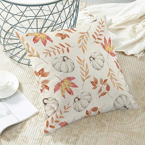 Miniatura 4 de CXMEIFLY Juego de 2 fundas de almohada decorativas de otoño de 20 x 20 pulgadas, con hojas de arce otoñales para sofá, Acción de Gracias, cosecha de