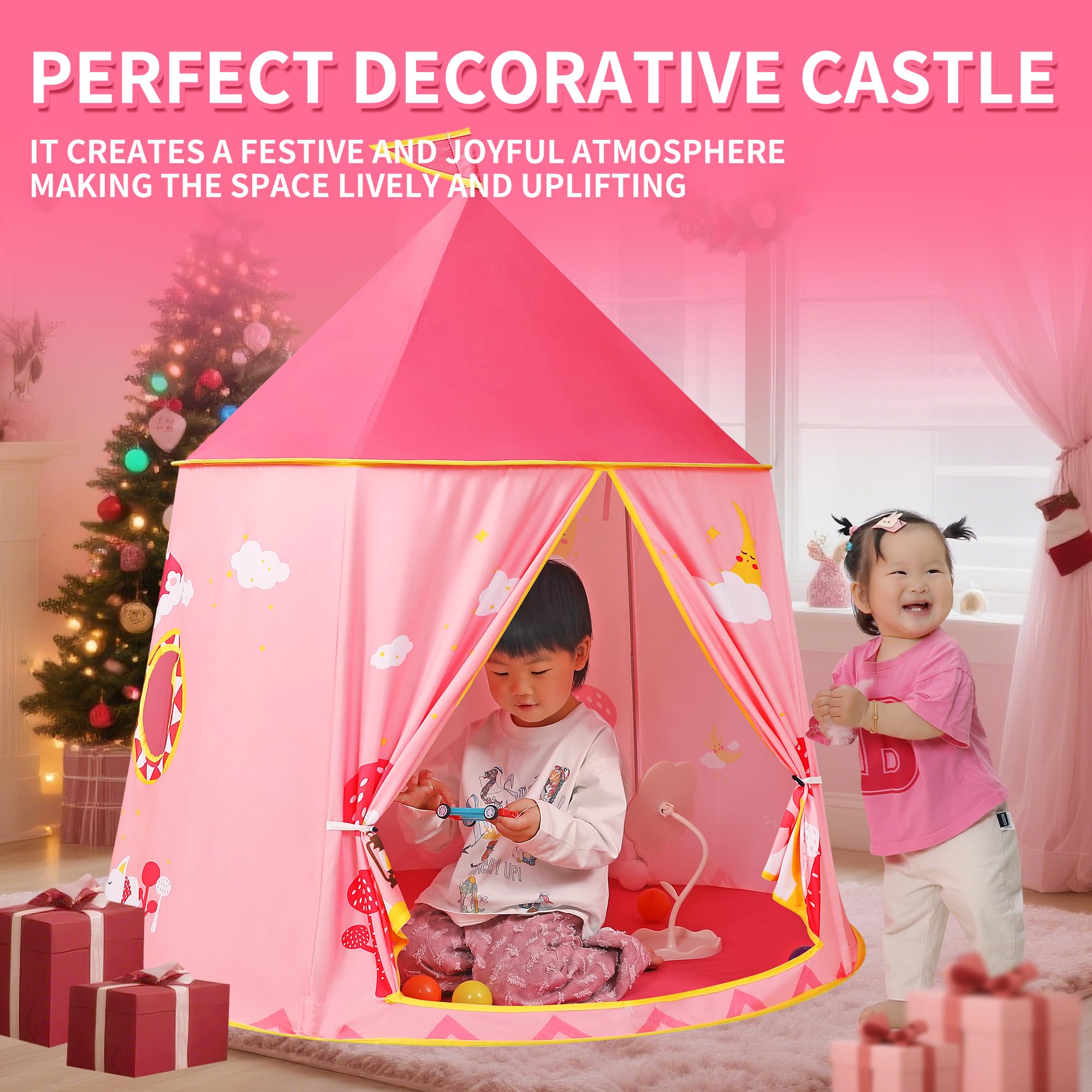 Tienda de campaña para niños pequeños, tienda de campaña de princesa, carpa de castillo, tienda de campaña india portátil, tienda de campaña Tippi, certificado EN71, casa de juegos para uso en