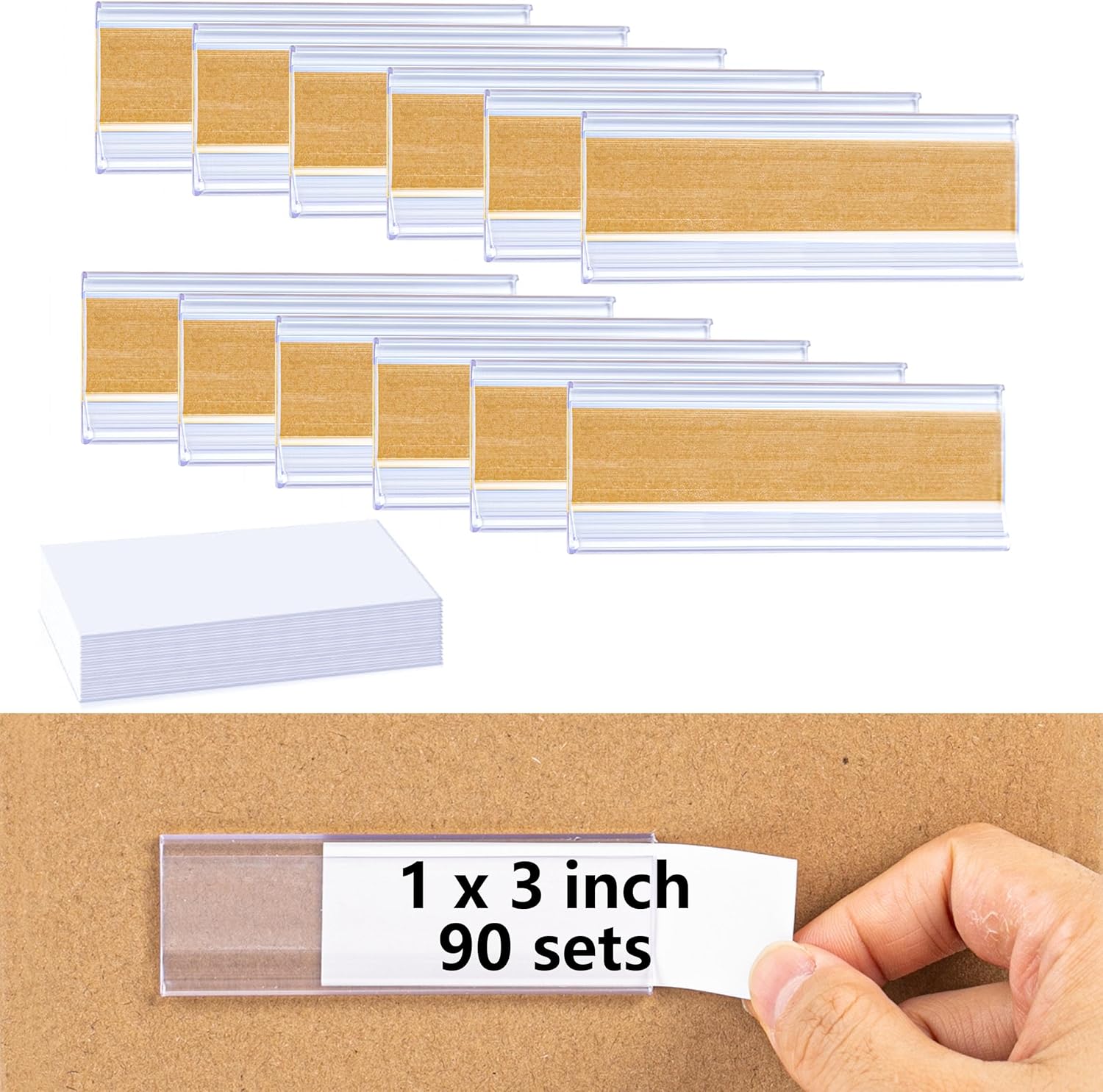 VELATYVIO 90Pcs Self Adhesive Label Holders Clear Wire
