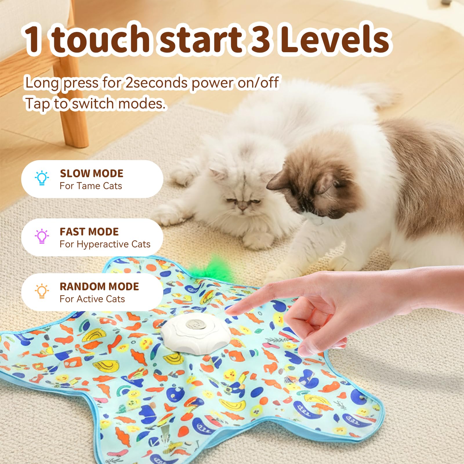 Juguetes interactivos para gatos de interior, juguete interactivo recargable para gatos con escondite activado por tacto, pluma aleteante y chirrido de ratón, ejercicio y diversión para gatos