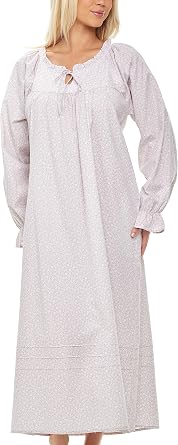 Alexander Del Rossa Cotton Victorian Nightgown, Vintage Nightgowns for Women, Cotton Nightgowns for Women