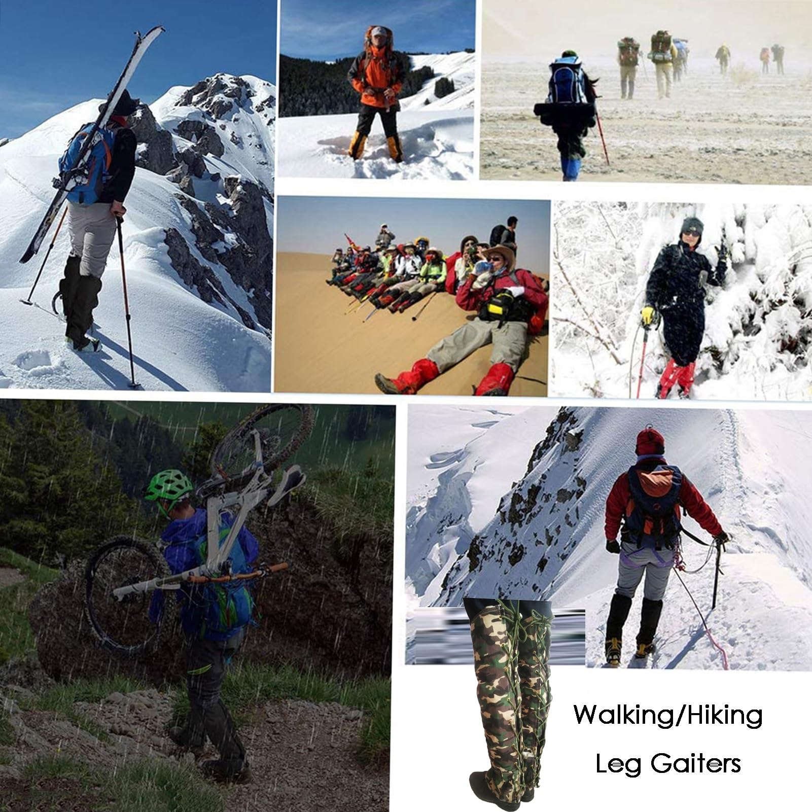 GCGC Polainas For Senderismo, Polainas A Prueba De Serpientes For Exteriores, Polainas Por Encima De La Rodilla, For Hombres Y Mujeres, For Montaña, Nieve, Senderismo, Esquí, Caminatas, Escalada