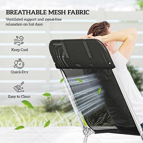 Miniatura 5 de Outsunny Tumbona plegable, silla de bronceado para piscina, silla de salón al aire libre con respaldo reclinable, asiento de malla transpirable