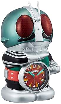 【新品】仮面ライダー 目覚まし時計  リズム　希少　緑メタリック色 新品】仮面ライダー 目覚まし時計 リズム 希少 緑メタリック色