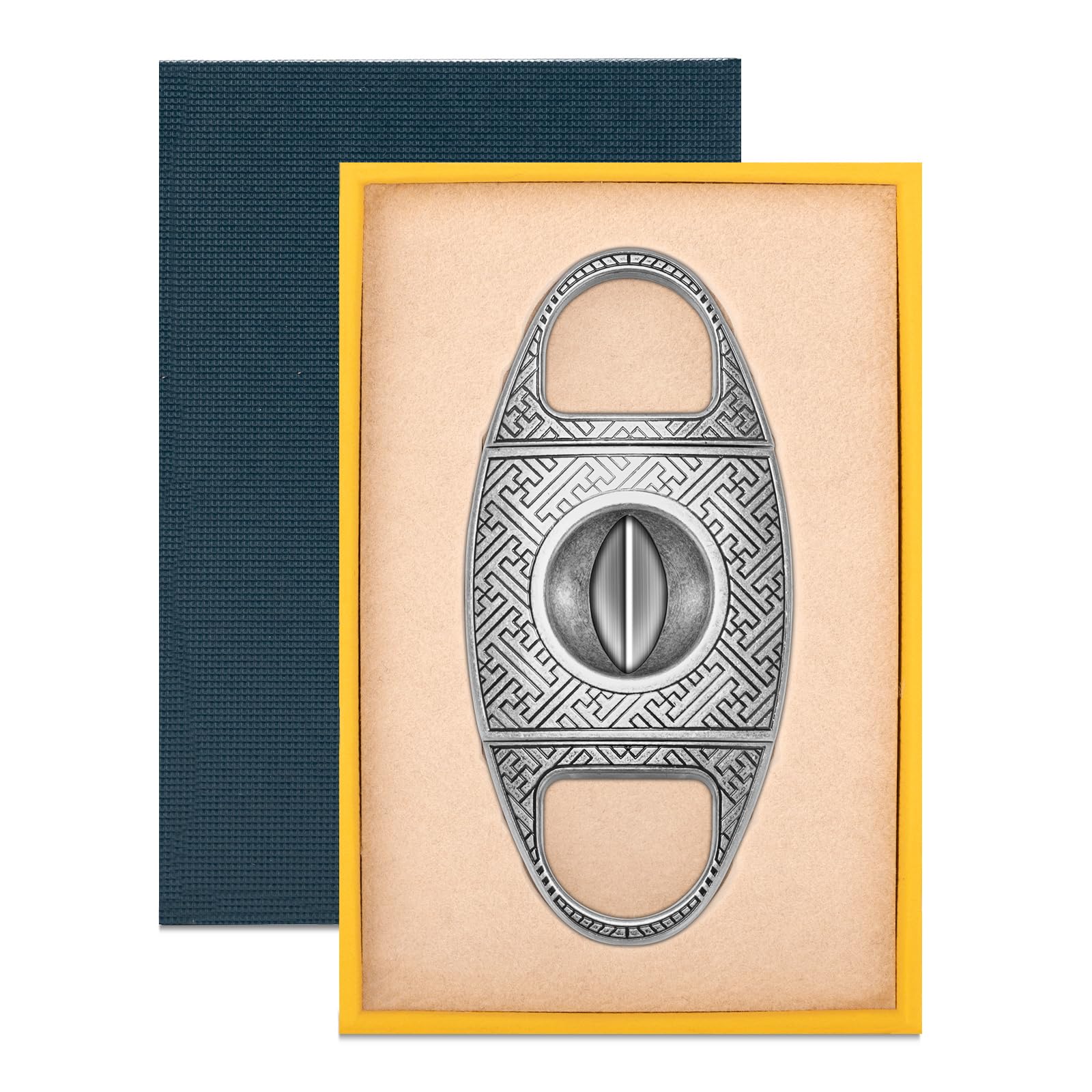 CIGARLOONG Cigar Cutter V-Cut Stainless Steel Blade Portable Pocket Size Scissors Cutter with Gift Box (Silver)