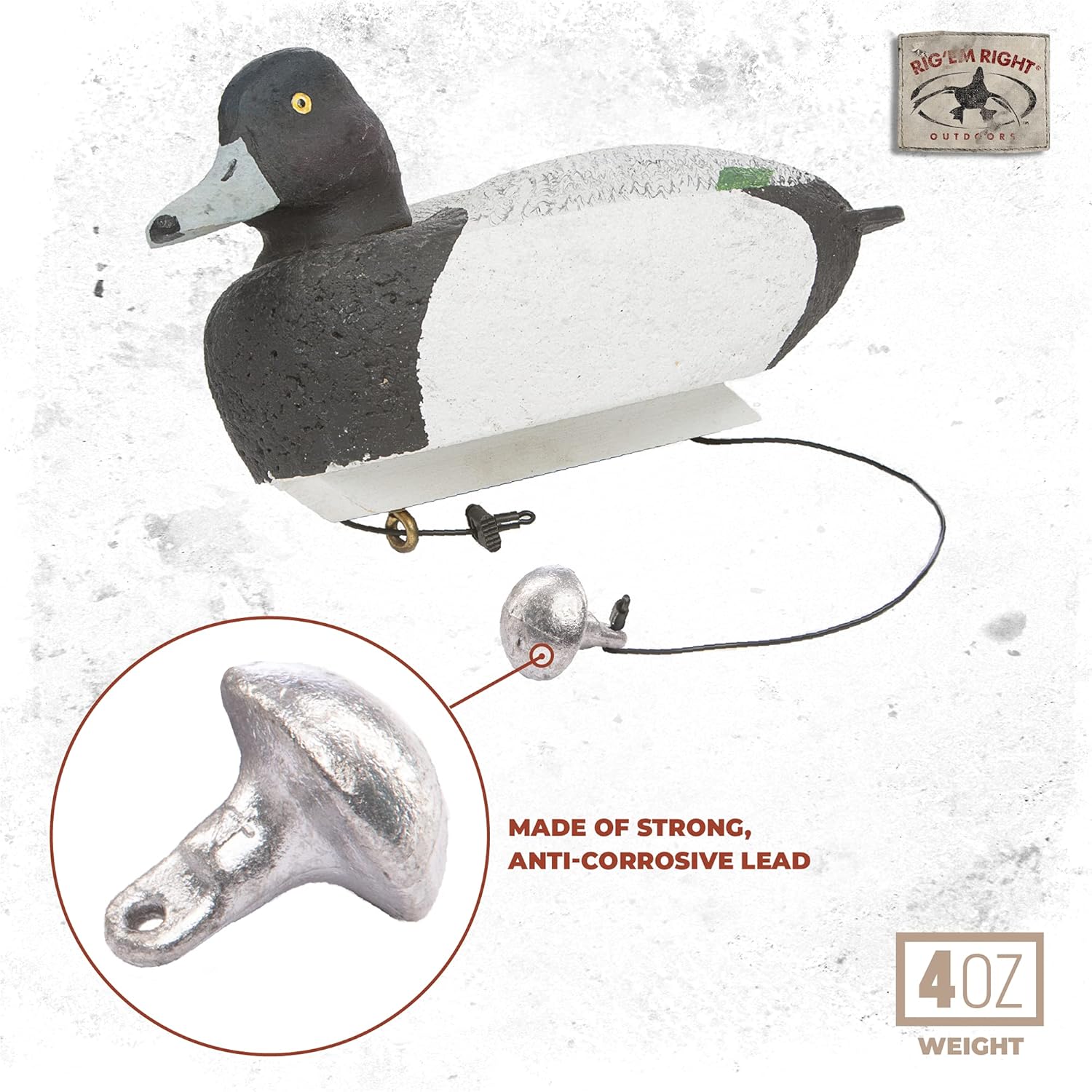 Rig'Em Right Waterfowl Mushroom Weights for Deep Water Decoy Rigging in Windy Hunting Conditions