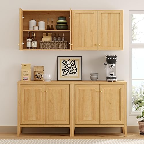 Miniatura 5 de Armarios de pared para baño, juego de 2 armarios de almacenamiento montados en la pared con estantes ajustables, armario flotante para cocina,