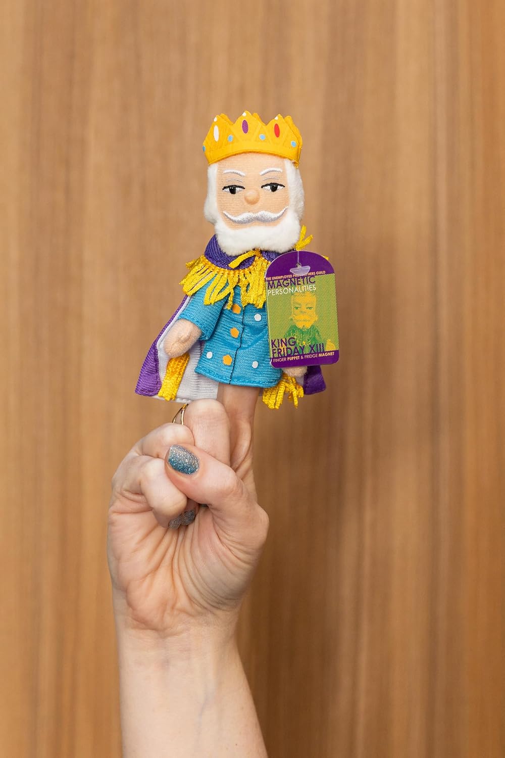The Unemployed Philosophers Guild King Friday Magnetic Personality - Mister Rogers' Neighborhood, Plush Finger Puppet Refrigerator Magnet, Approx 4"