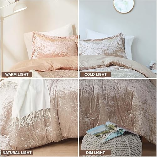 Miniatura 6 de Comfort Spaces Luxe - Juego de edredón de terciopelo para cama de tamaño Queen, reverso de microfibra, Juliette, ropa de cama de terciopelo para