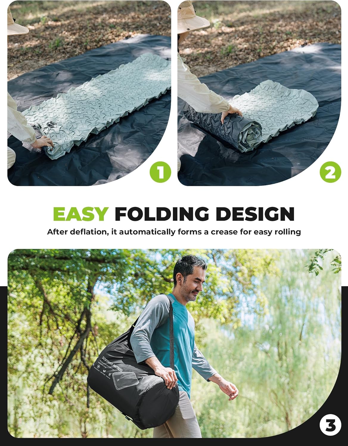 4" Thick Self Inflating Sleeping Pad with Foam, Air Camping Mattress,Innovative Y-Shaped Telescopic Structure,High R-Value and Portable Double Camping Mats for Camping