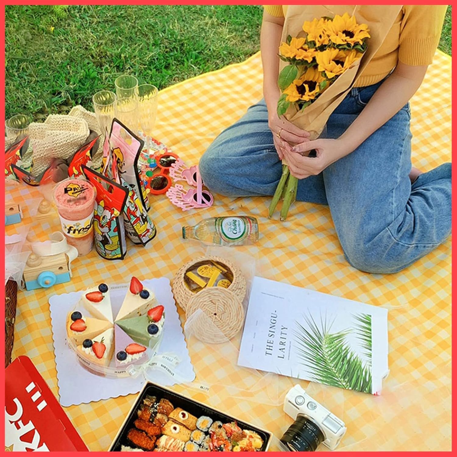 Large Waterproof Blanket for Picnic Mats (100 x 150 cm) Beach, Outdoor, Camping, sandproof, Foldable, Portable, Checkered Picnic Blankets (Yellow & White) (B0DBZN7T5T) Amazon Price History, Amazon Price Tracker