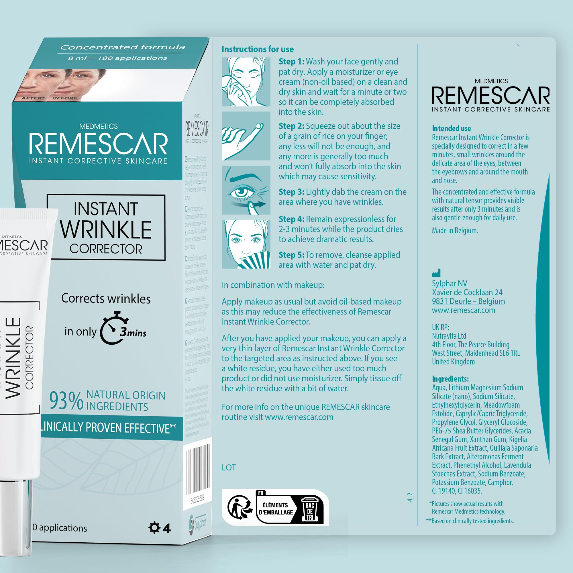 Remescar Correttore Antirughe Istantaneo, 8 ml, Crema Antirughe per Anti-Invecchiamento e Riduzione delle Rughe, Riduce Istantaneamente i Segni dell'Invecchiamento Cutaneo | Clinicamente testato contro le mimicine: pelle visibilmente più liscia e pelle pi