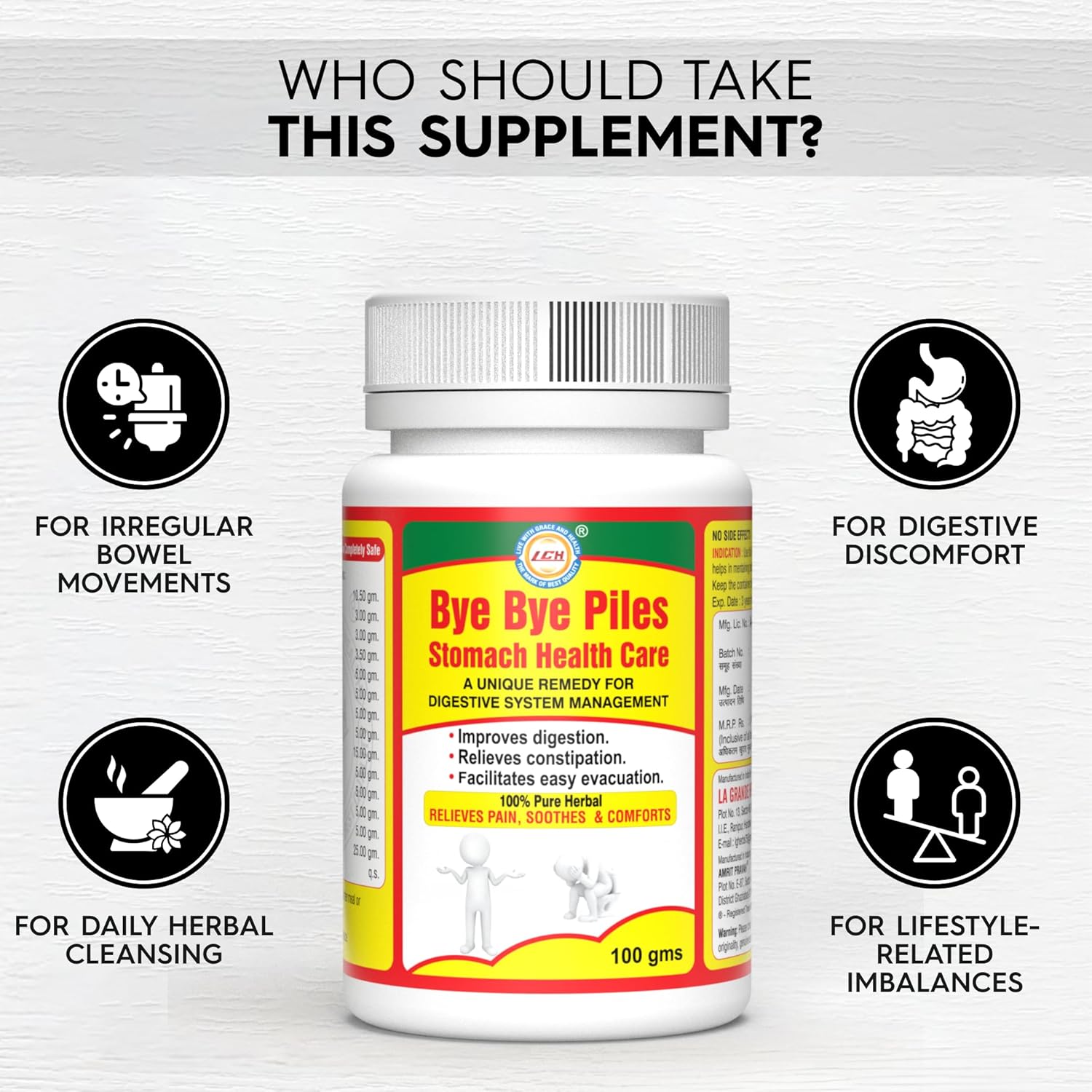 LGH bye by Piles Care Powder, Cleaning of Stomach Inteperation, Herbal Powder for Comfort LGH bye by Piles Care Powder, Cleaning of Stomach Inteperation, Herbal Powder for Comfort