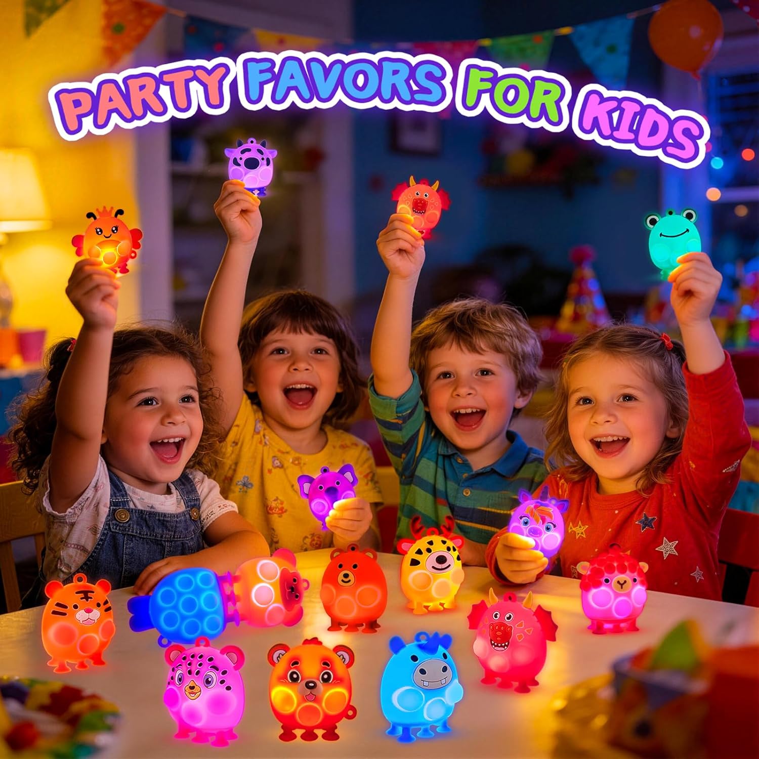 ChildFun Party Favors for Kids, 24 PCS Light UP 3D Animal Suction Pop Fidget Toys, Goodie Bags Stuffers for Kids, Prizes for Kids Classroom, Pinata Stuffers, Carnival Prizes