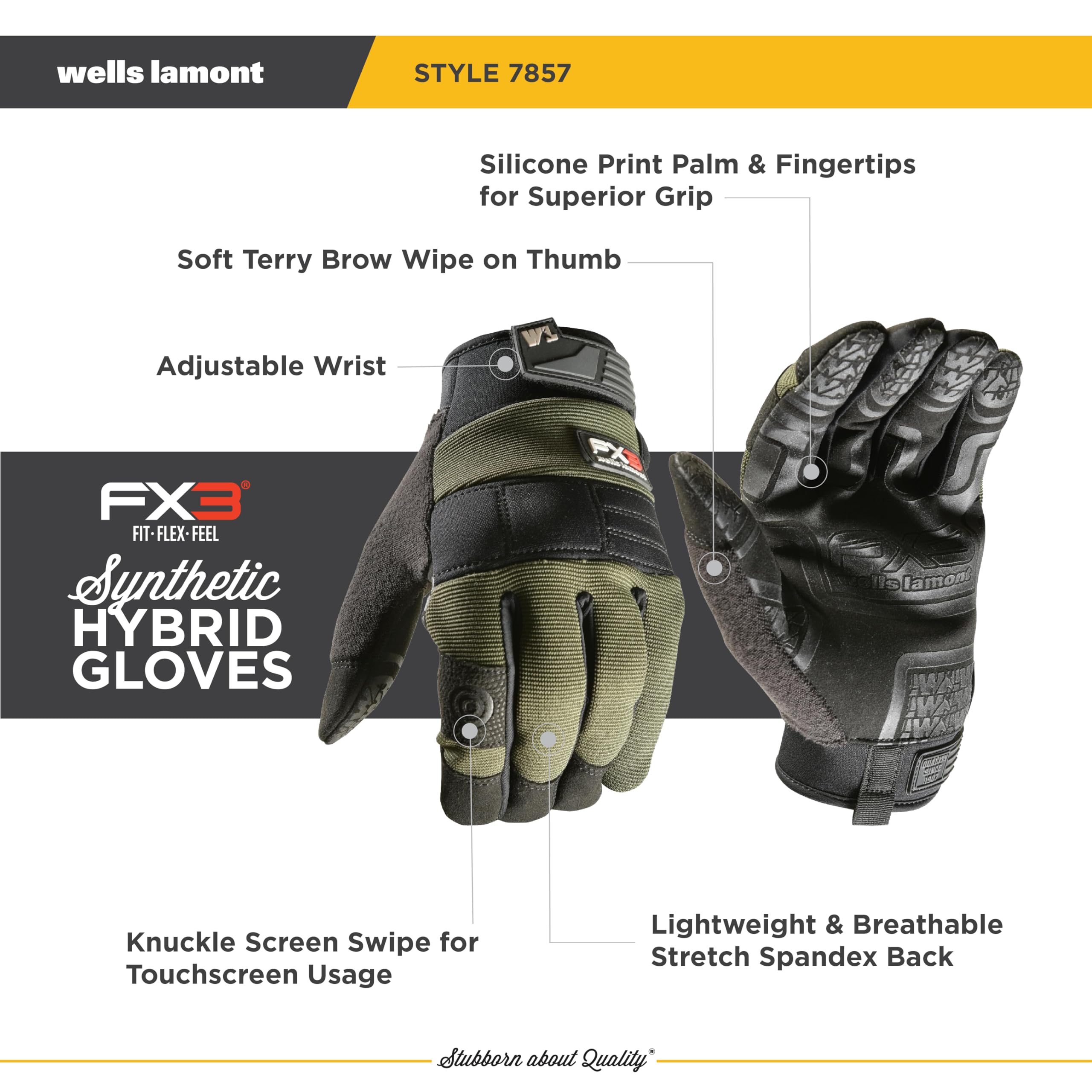 Wells Lamont FX3 - Guantes de trabajo sintéticos para pantalla táctil para hombre, talla L (7857L)