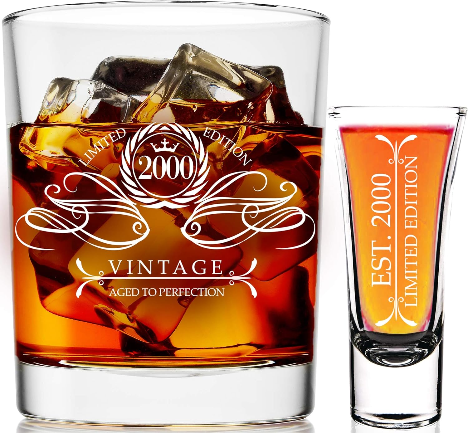 Buy 00 21st Birthday Gifts For Men Women 9 Oz Whiskey Glass And 2 Oz Shot Glass 21st Birthday Decorations For Men Funny Present Ideas For Her Wife Mom Coworker Best