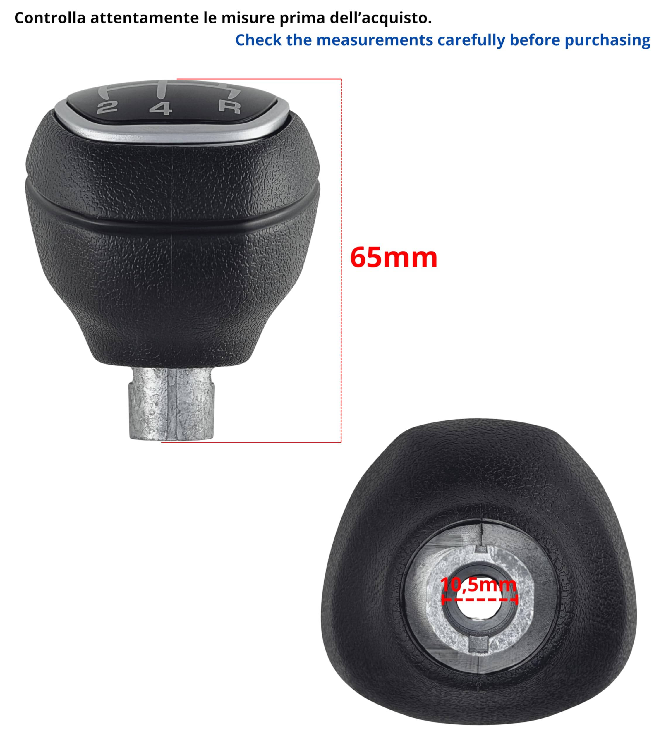 1neiSmartech Pomello per Leva Cambio 5 Marce Manuali Compatibile con Lancia Ypsilon III 3ª Serie (846) dal 2015, per OEM 6930522, Solo Modelli Benzina, con Retromarcia a Siringa
