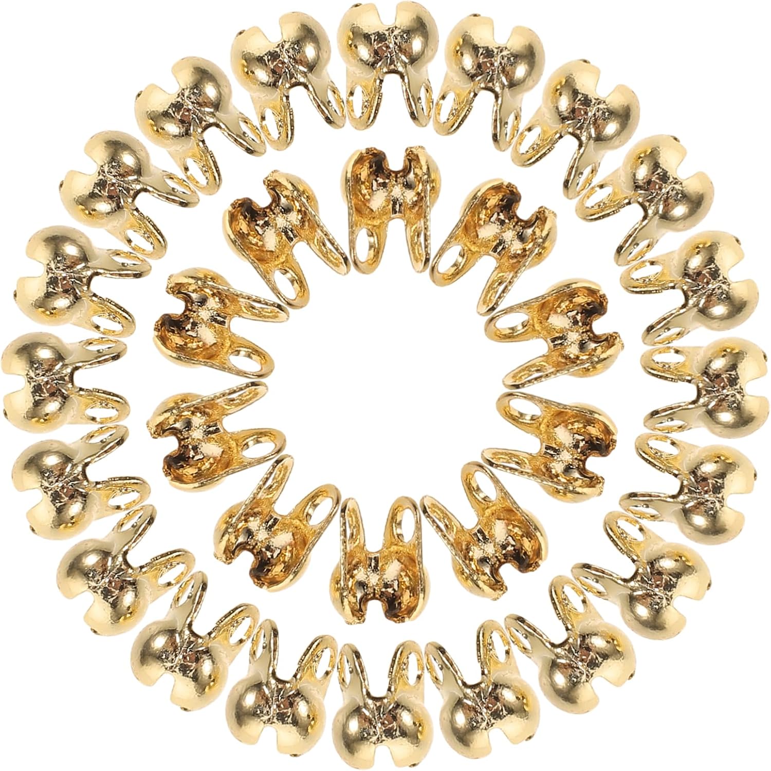Artibetter 150pcs Jewelry Making End Caps Crimp Beads Clamshell Connectors for Necklaces Bracelets Elegant Knot Covers for DIY Jewelry Projects Multipurpose