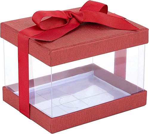 Cajas de regalo de plástico transparente con tapa, base y cinta.