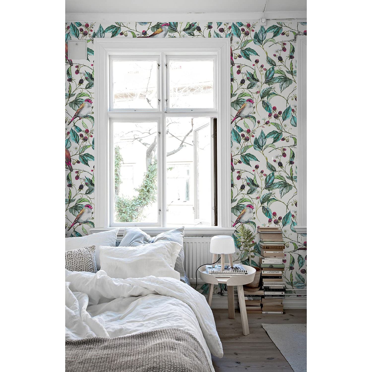 Oiseaux sur branche papier peint vintage pour créer un cocon dans votre chambre
