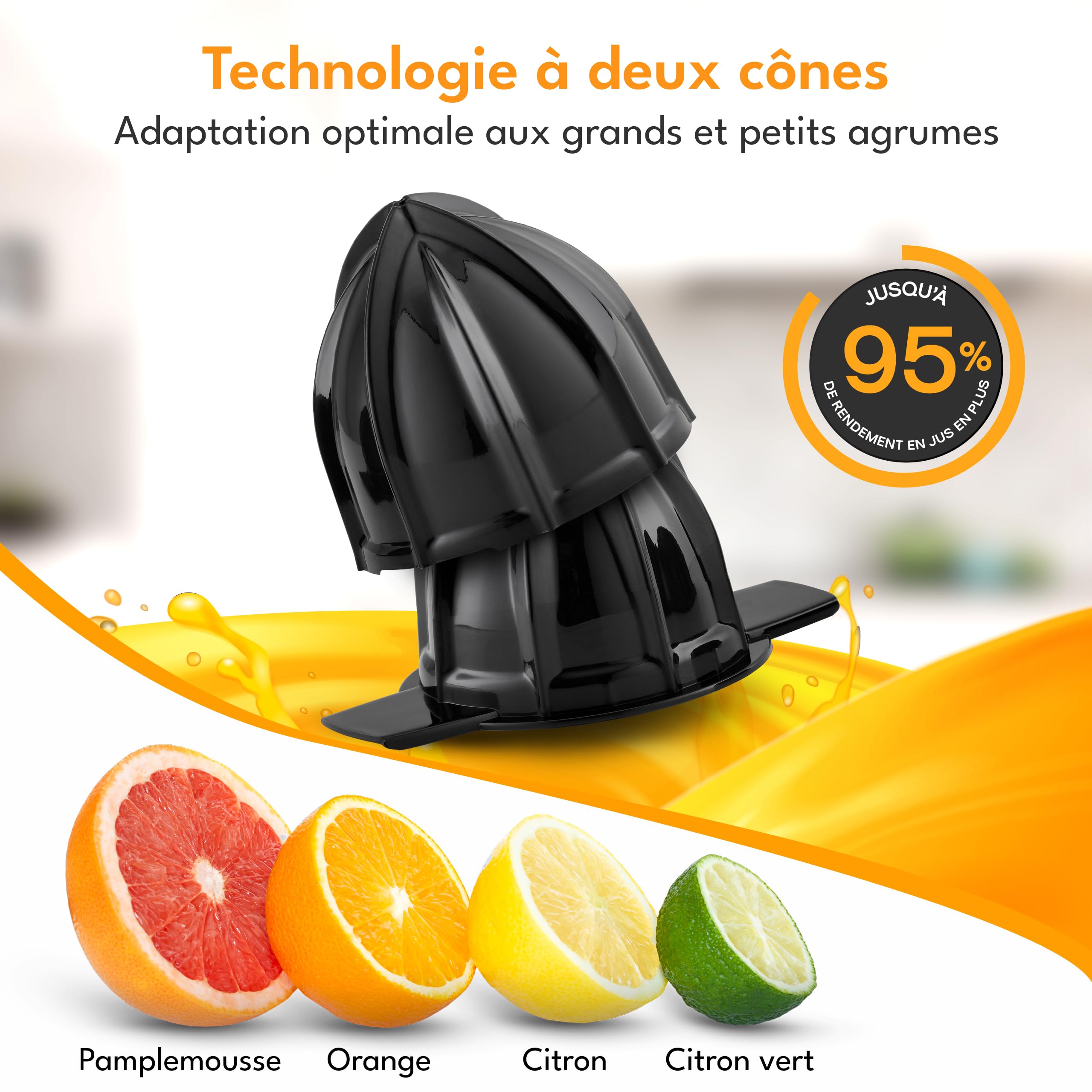LEBENLANG Presse agrume electrique - 2 cônes & sans BPA I Haut rendement en jus I 700ml presse agrumes electriques I Presseur fruits automatique Presse-agrumes de jus d'orange machine