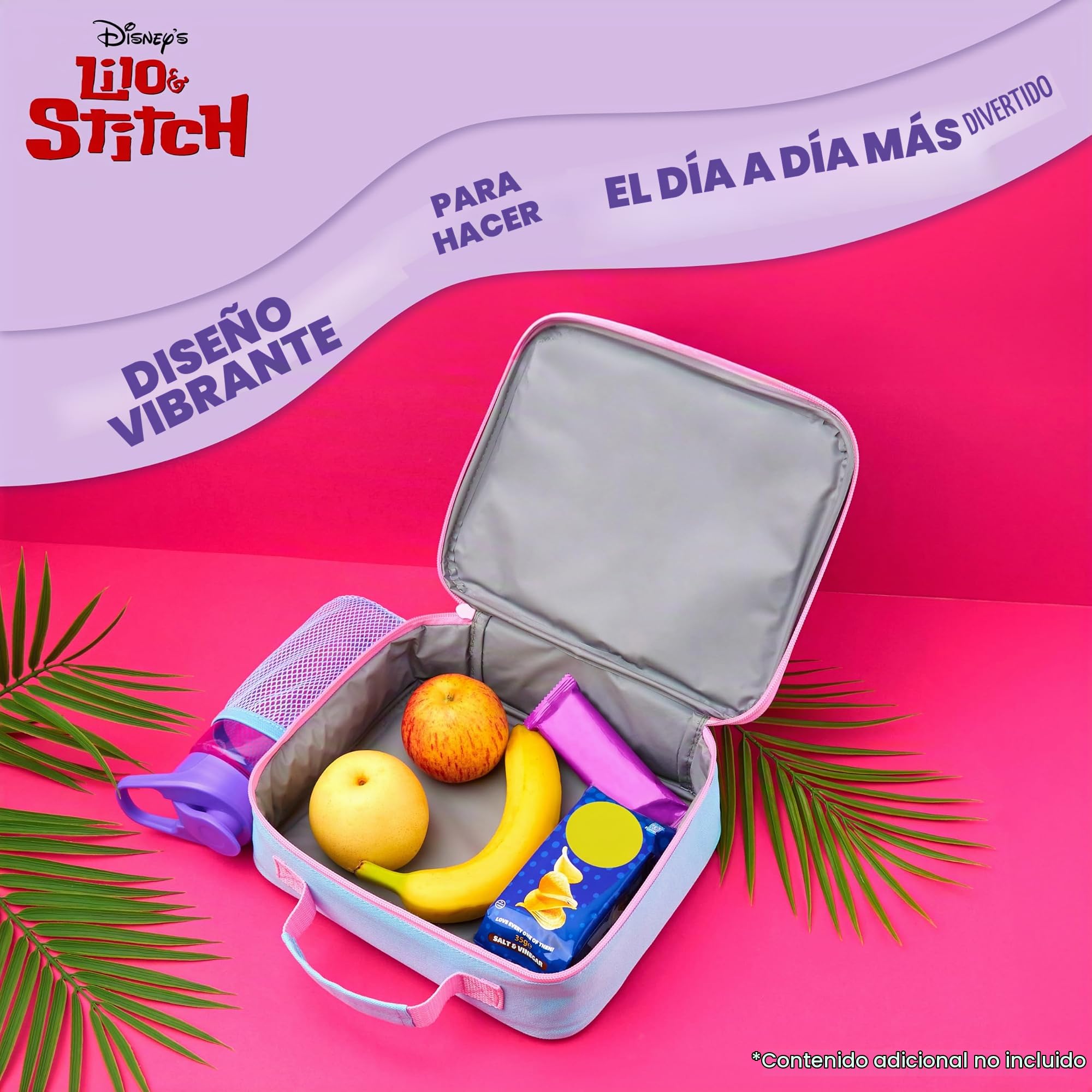 Disney Stitch Bolsa de Almuerzo Termica Portátil para Niños (Rosa/Azul)