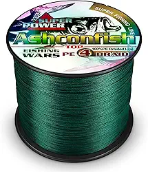 Ashconfish Linha de pesca trançada super forte - 4 fios fio de pesca 300 m/328 jardas corda de pesca 18 kg - resistente à abrasão incrível superlinha zero stretch pequeno diâmetro - verde musgo