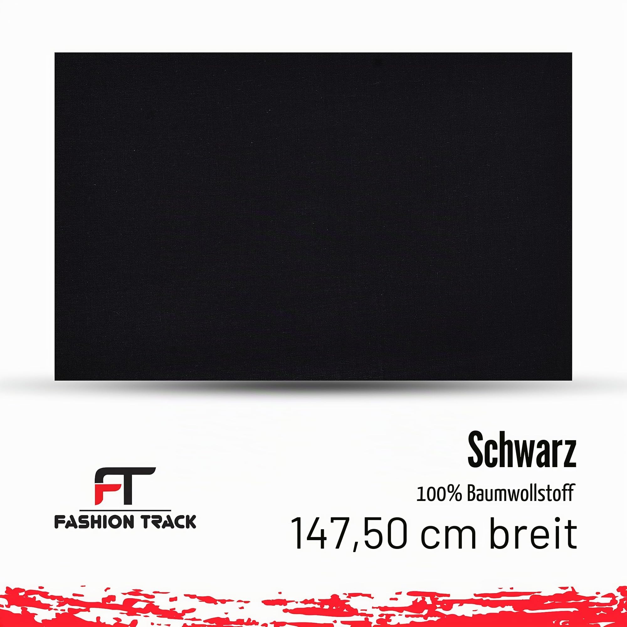 Schwarzer Baumwollstoff Meterware 147,5cm breit, 100% Baumwolle (5m) von FT