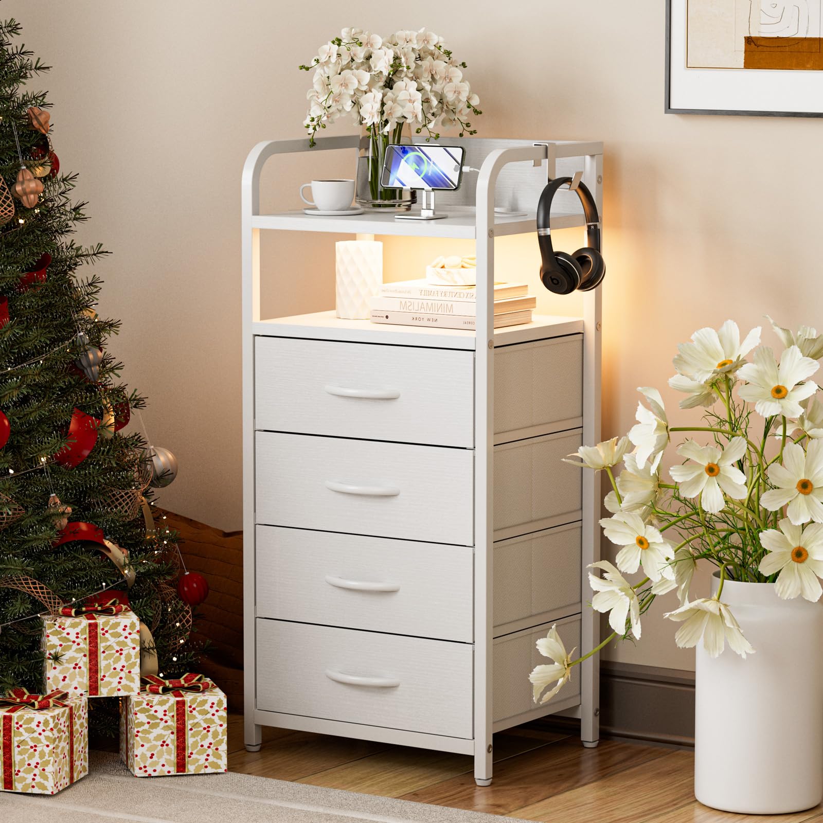 Amazon｜IKIFLY チェスト 棚付きタンス 収納チェスト LEDライト付き