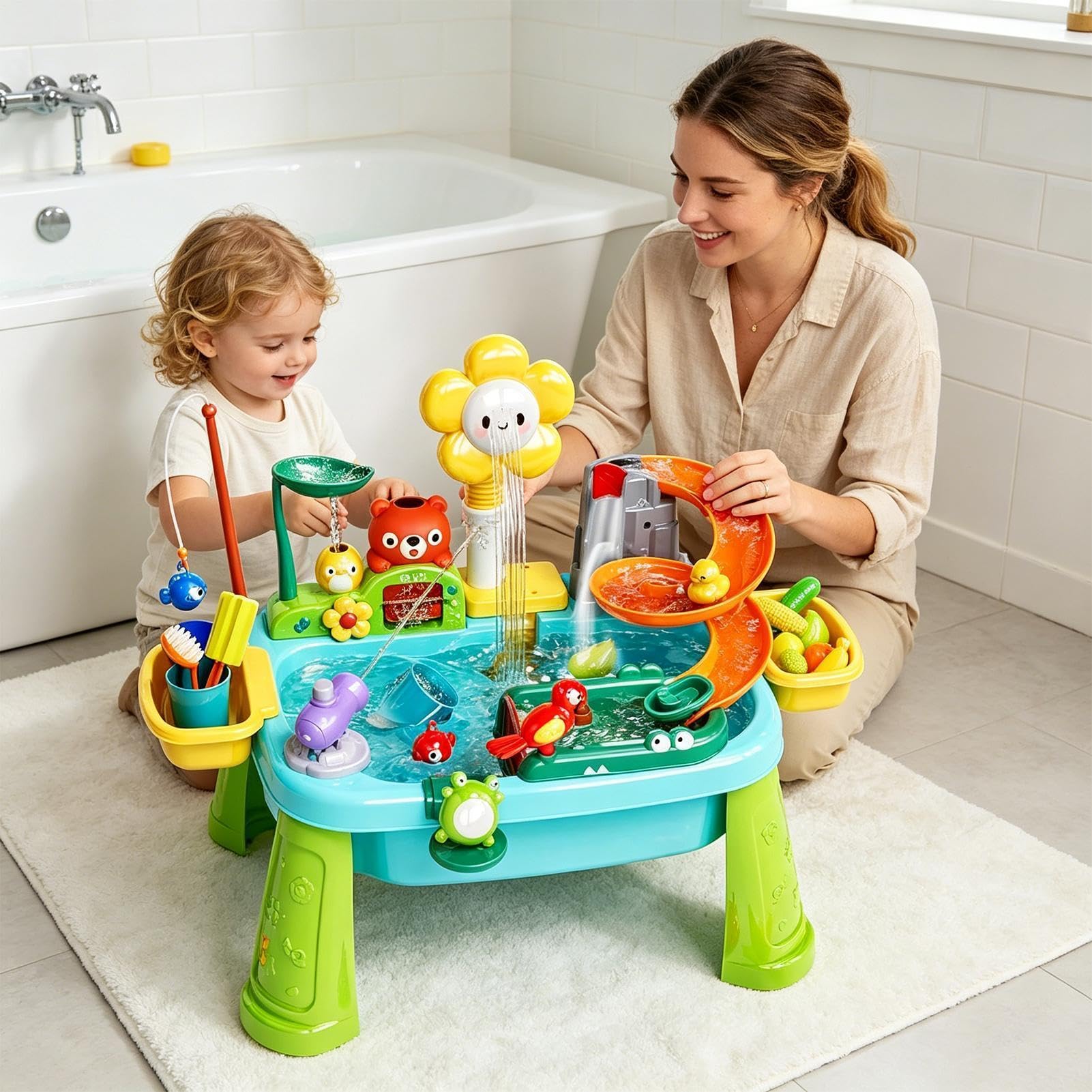 Mesa De Agua Para Niños Con Grifo,Juguetes Sensoriales Divertidos Educativos | Juego De Mesa De Agua Cocina De Verano,Para Niños Y Niñas, Interior Exterior, Jardín Patio Prado Piscina Asil