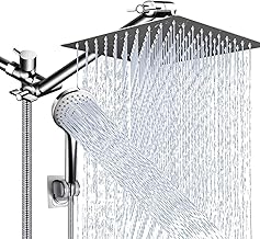 Ducha Combo, Cabezal de ducha de 10 pulgadas de alta presión con lluvia, cabezal de ducha manual ajustable de 11 pulgadas y 5 configuraciones, potente rociador de ducha contra agua de baja presión con manguera larga