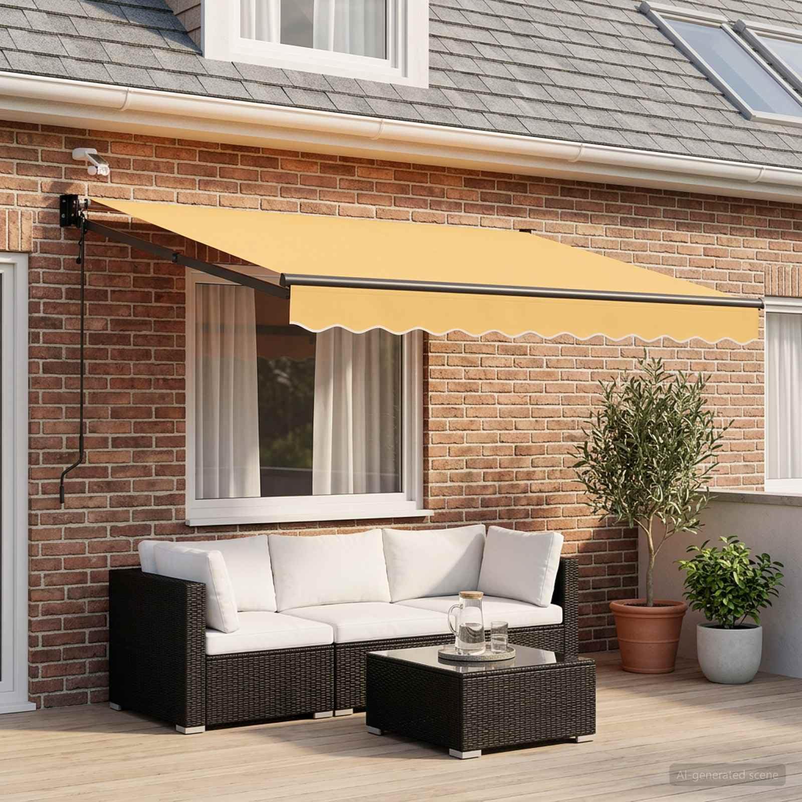 Tenda da sole elettrica, con braccio articolato con LED e sensore