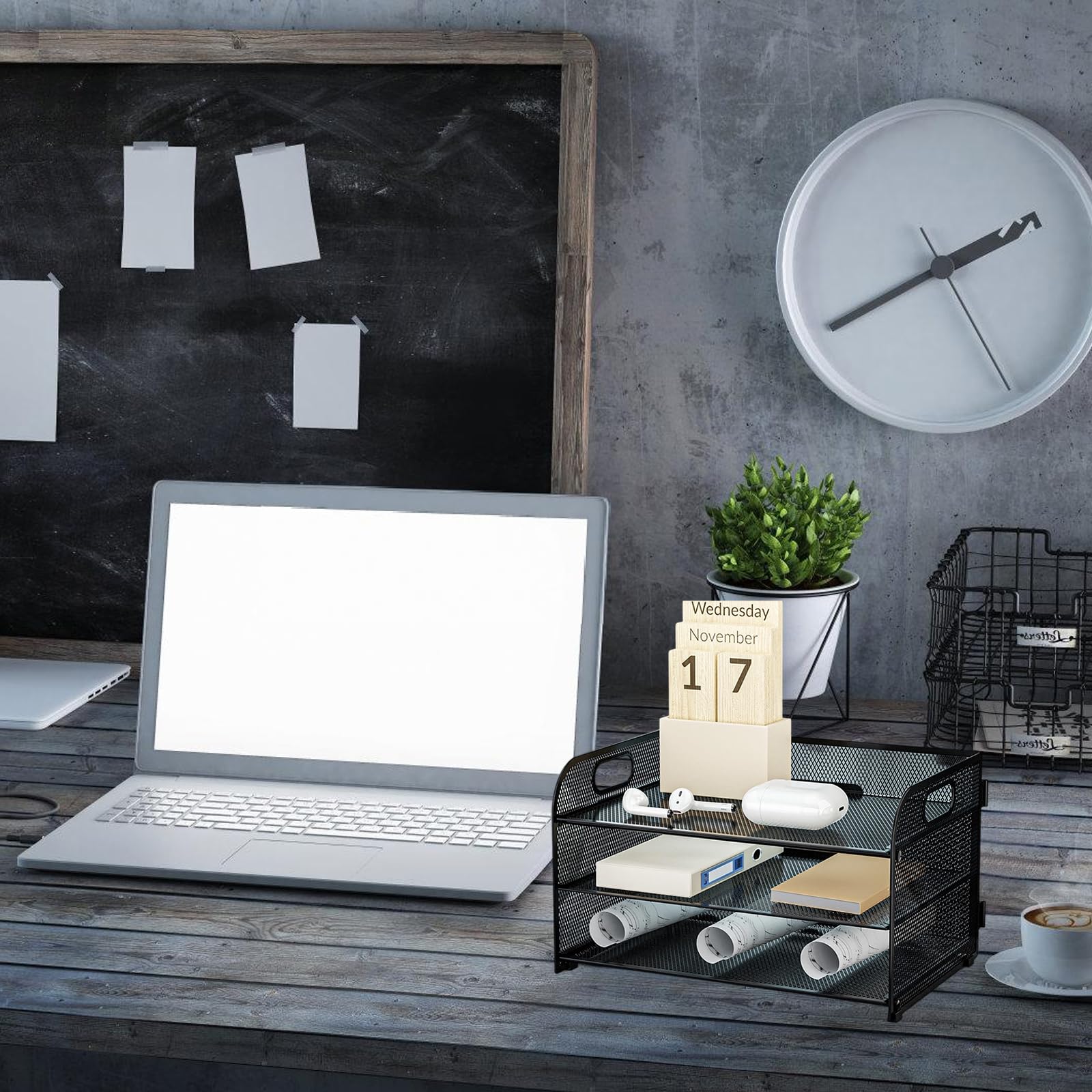 3-stufiger Schreibtisch Organizer, Papier Organizer mit, Notizbücher, Sortierregal, Schreibtischzubehör für Büro, Zuhause und Schule, Büro, Ablagefächer