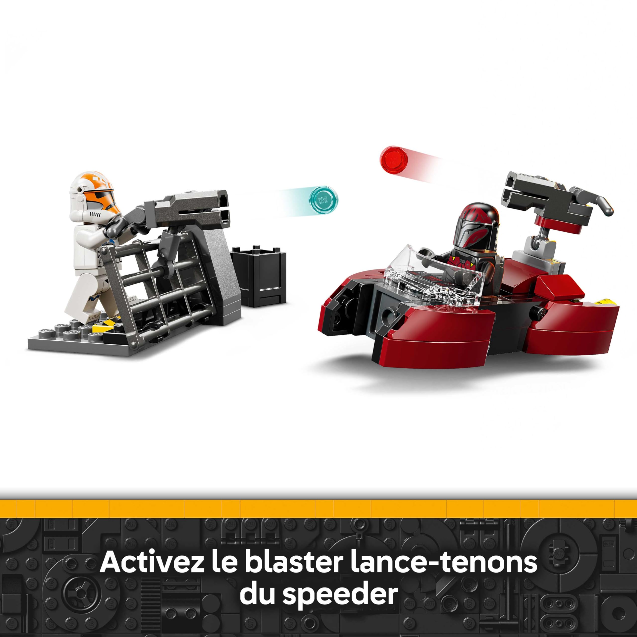 LEGO Star Wars 75449 Pack de Combat Le Siège de Mandalore - Jouet d'action avec Minifigurines de 2 Mandaloriens & 2 Clone Troopers - Speeder & Pistolets Blasters - Cadeau pour Garçon dès 6 Ans & Fans