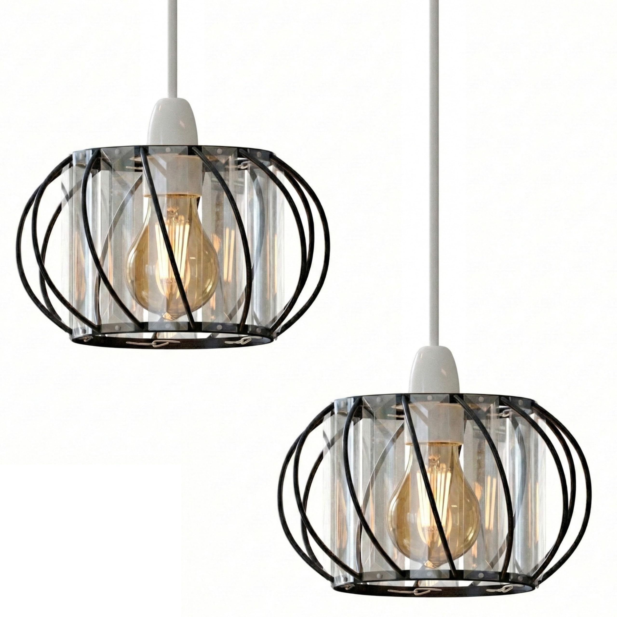 2 Pcs Crystal Glass Light Shade (Height 10 cm, Width 16cm) with Bulb, — image 1