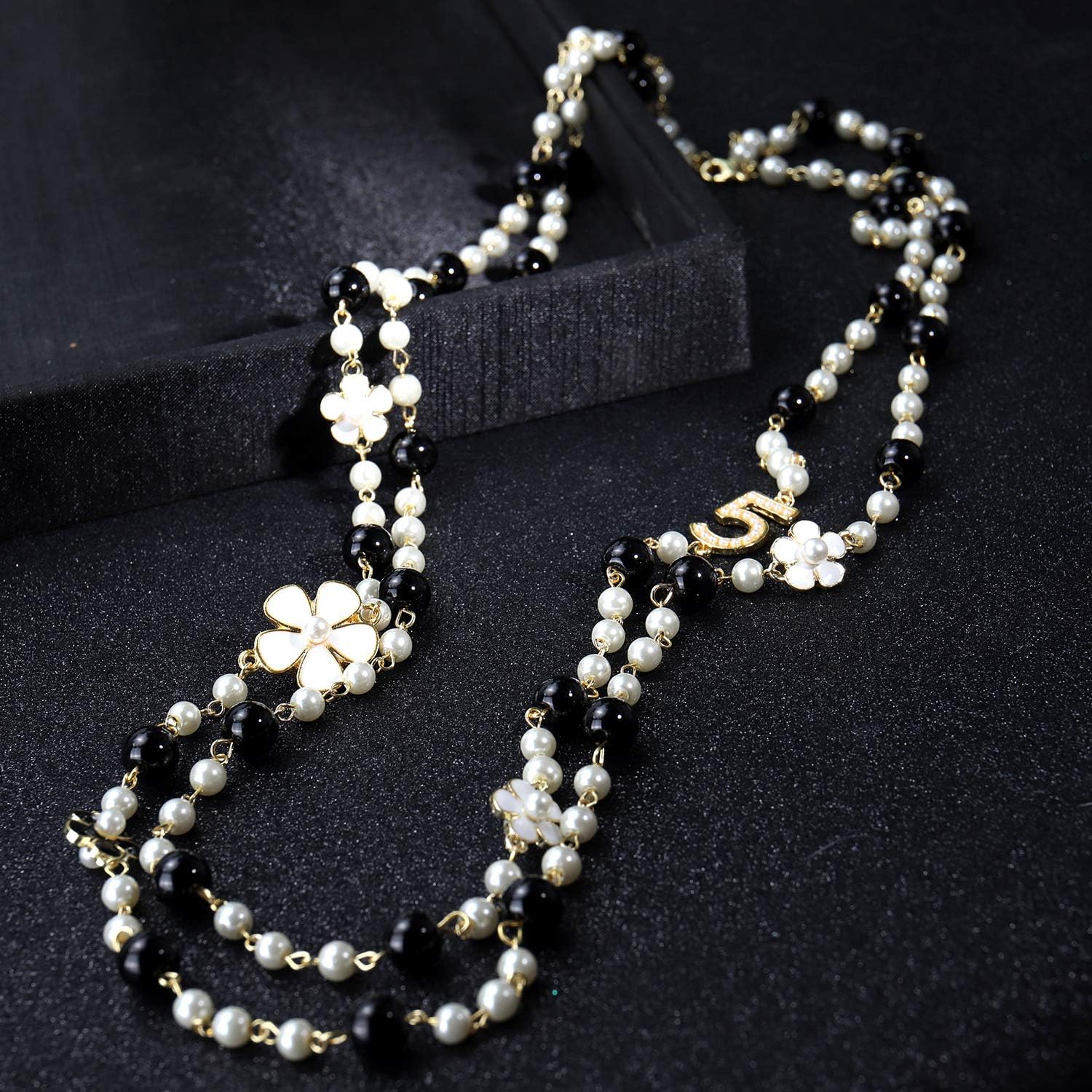 Women Long Pendants Layered Imitation Pearl Necklace - Image 4