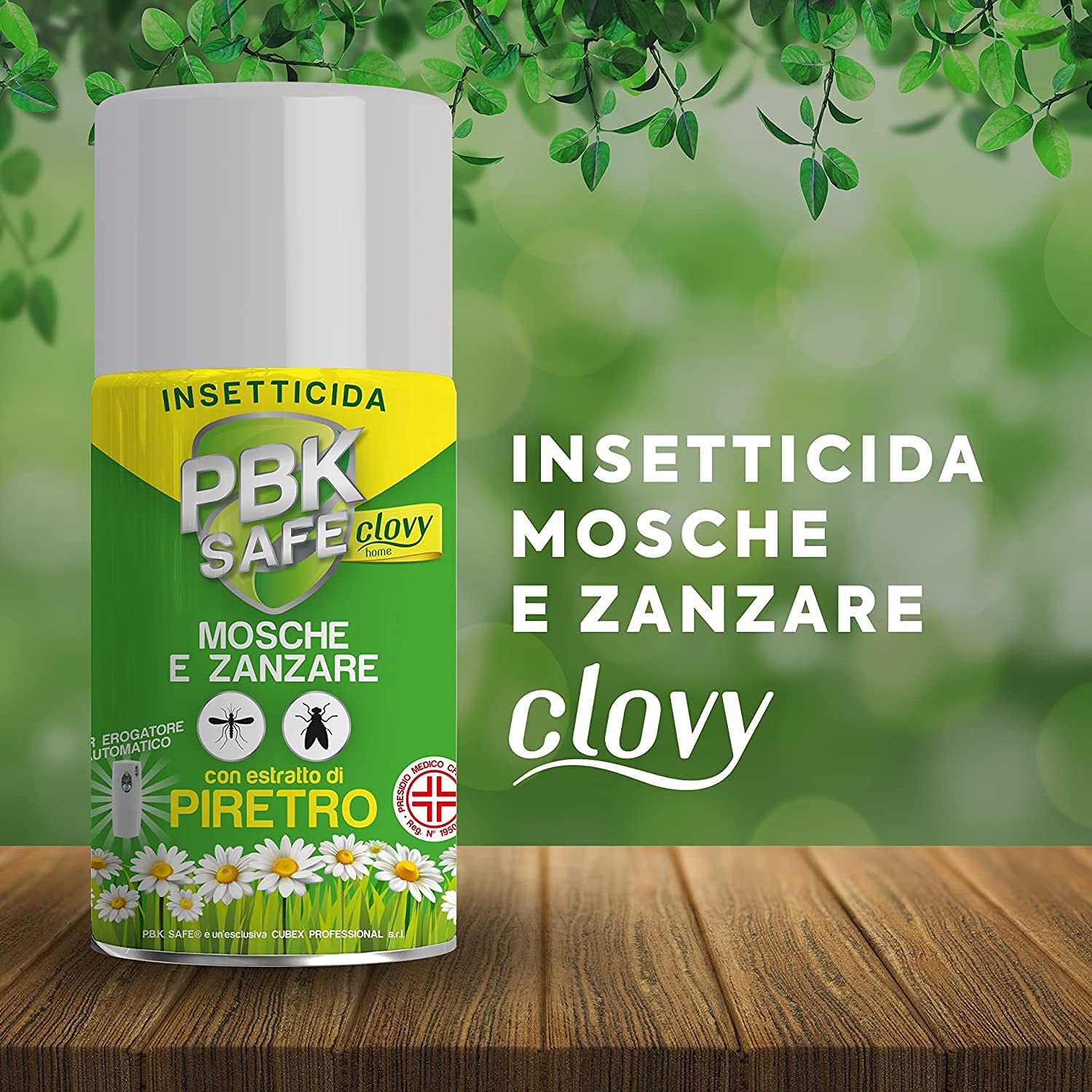 CLOVY PBK Safe Home INSETTICIDA AEROSOL con PIRETRO Naturale Stop a Mosche E ZANZARE 3PZ
