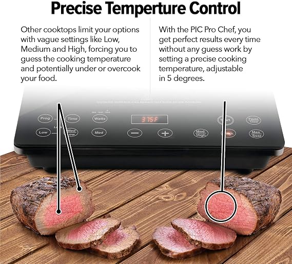 Nuwave Pro Chef Induction Cooktop, NSF-Certified, Commercial-Grade, Portable, Powerful 1800W, Large 8 Heating Coil, 94 Temp Settings 100F - 575F in 5F, Shatter-Proof Ceramic Glass Surface