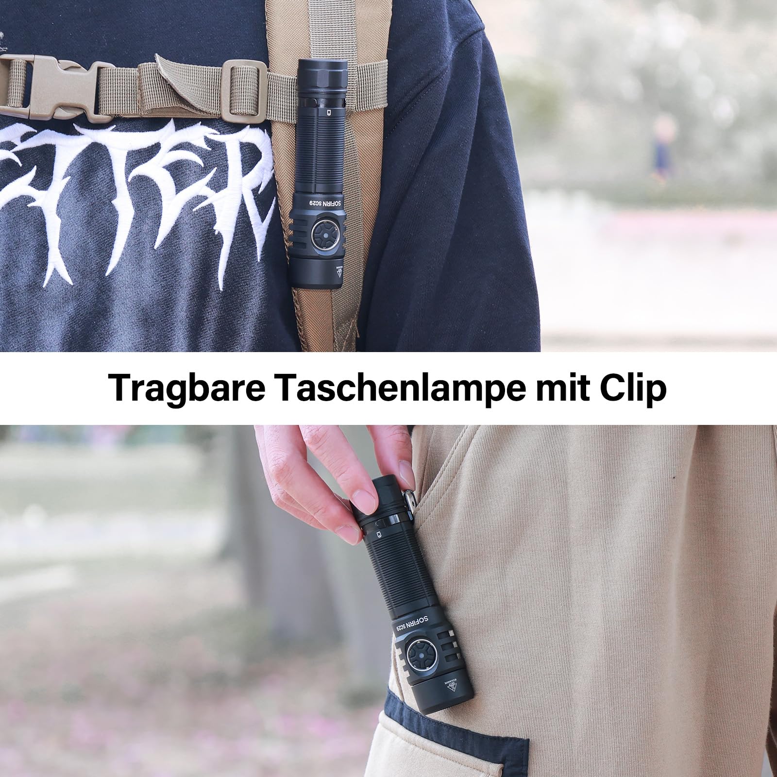 Sofirn SC29 Taschenlampe LED Aufladbar 3000lm, USB-C Aufladbar, EDC | Superhell, 3000 Lumen, USB-C Aufladbar, EDC Handleuchte, Kompakt, Outdoor, Sport, Wandern, Camping