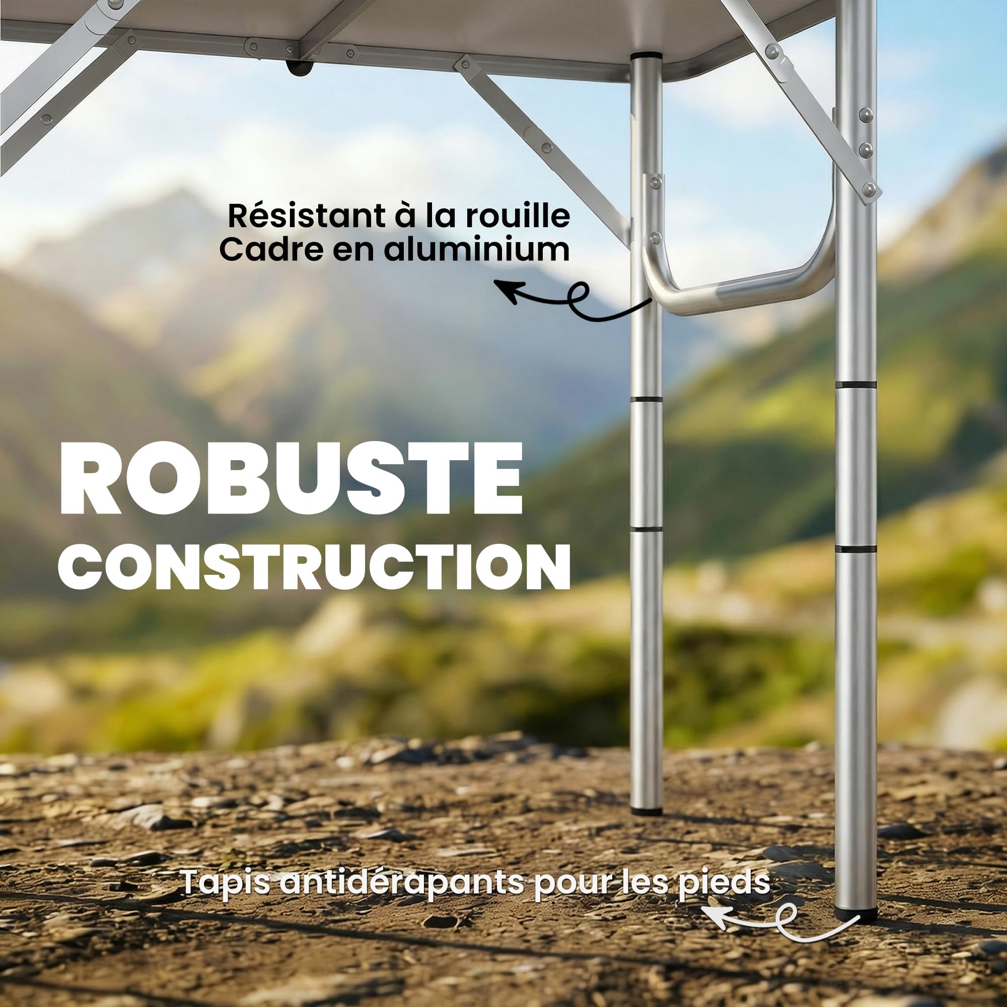 Outsunny Table Pliante en Aluminium, Table de Camping Pliante rectangulaire 60 x 40 x 60 cm, avec poignée, 4 hauteurs réglables, Rangement en Filet, pour intérieur/extérieur, pour terrasse, Blanc