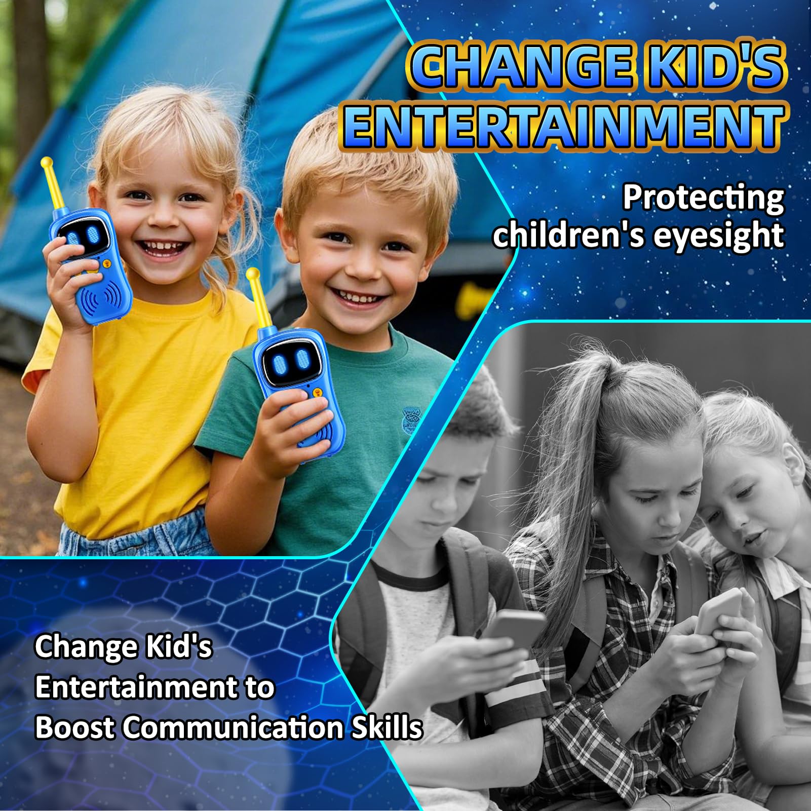 Walkie Talkies de astronauta, rango de conversación de 3000 pies, juguetes de robots para niños, paquete de 2, juguetes espaciales, regalos de cumpleaños para 3, 4, 5, 6, 7, 8, 9, 10 años, regalo 5