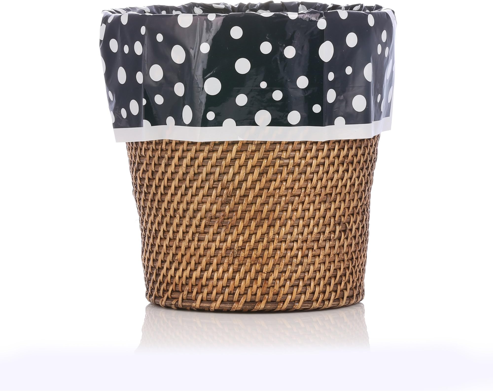 Home Decor - Designerliners Navy Polka Dot Design - Gorgeous Decorative Eco-friendly Green Biodegradable Fancy Trash Can Bags - 100 Bag Wholesale Bulk Pack - 5-6 Gallon 17.75 X 19 Size - USA Made - Also Use as Gift Wrap Bag or Craft Bag.
