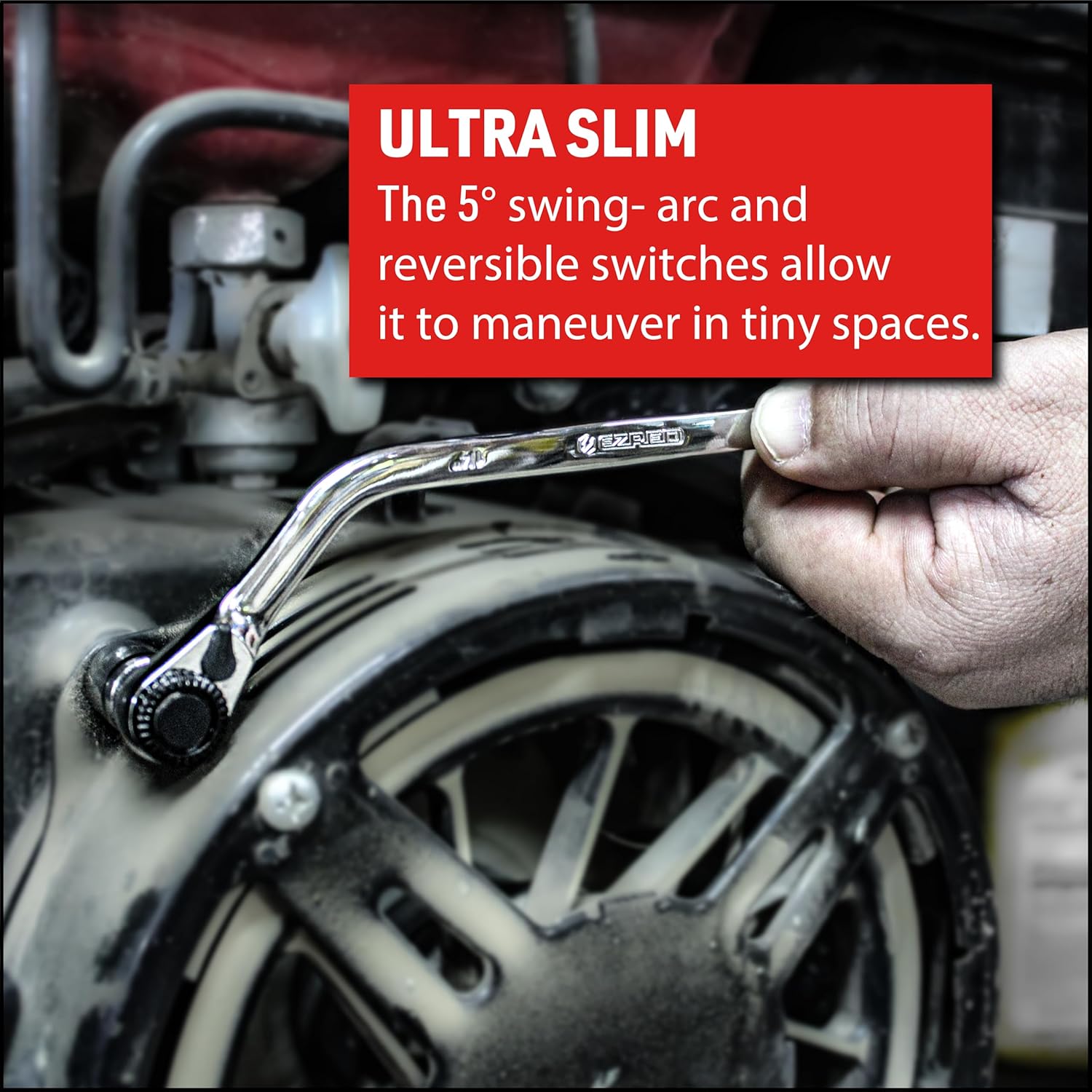 EZRED 4SS8 S-shaped Quarter Stick, 1/4″ square socket and magnetic bit drives, Low profile and Great for exhaust work, body work, and dashboards