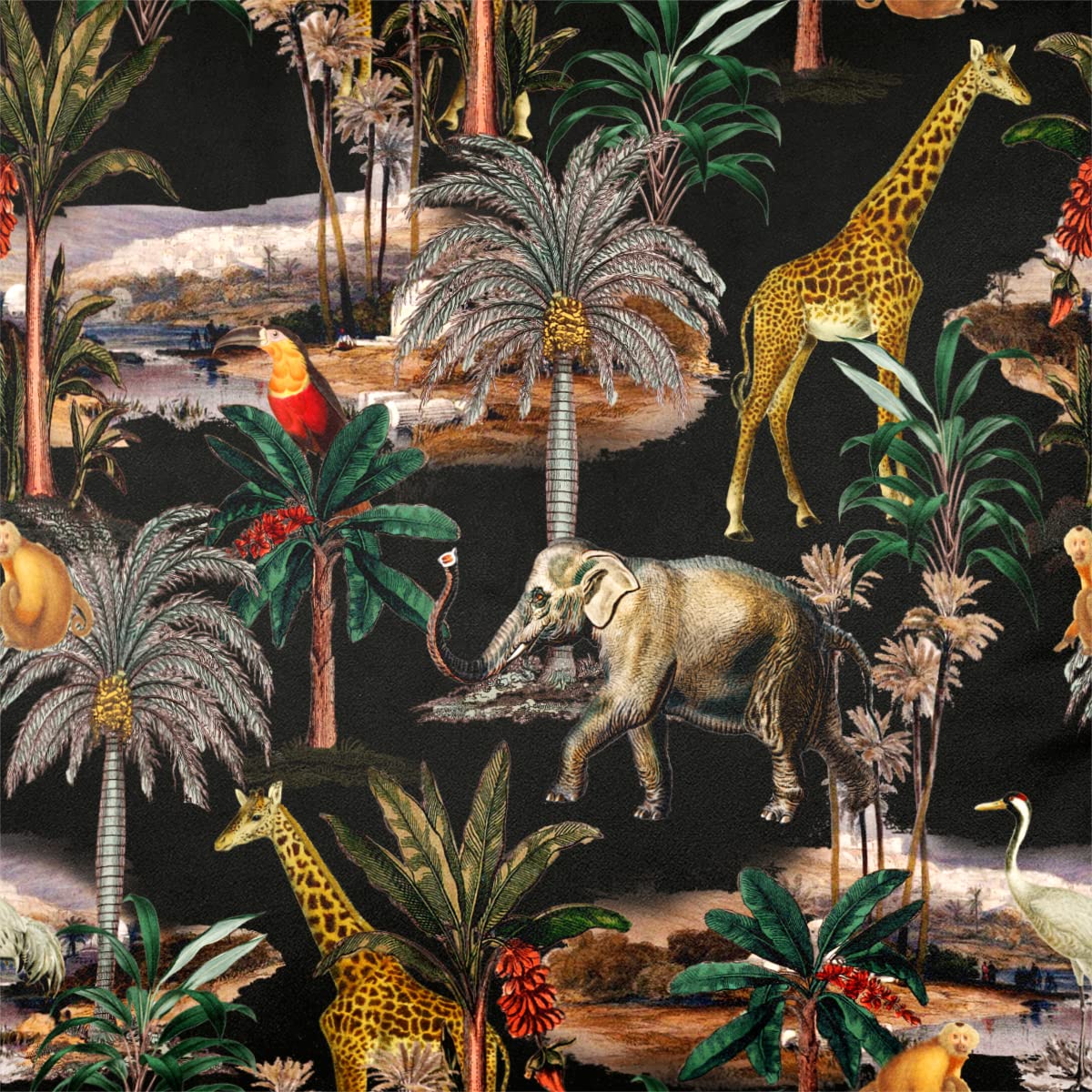 Izabela Peters Charcoal Luxury Upholstery Curtain Fabric - Eco-Friendly Velvet - Designer Blind, Craft, Sewing Fabric By The Metre - Safari Voyage - 1 Metre