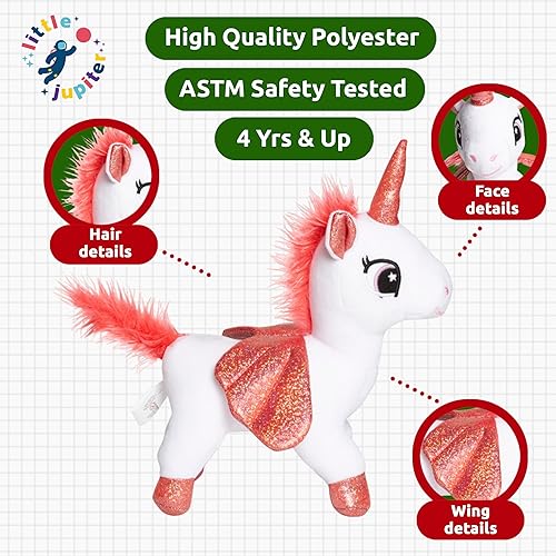 Vista 57 de Juego Little Jupiter unicornio de felpa, elefante rosado de felpa, Azul claro