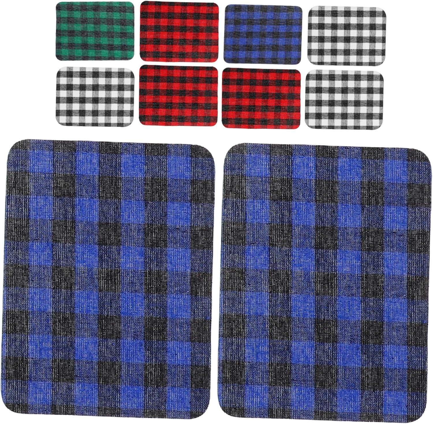 12 Pcs Plaid Fabric Iron on Repair Patches for Clothing