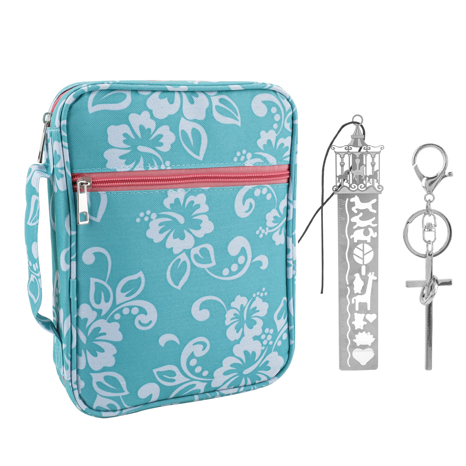 Bible Covers for Women, Bible Carrying Case Bag with Bookmark Keychain Bible Storage Bag with Zipper Pockets for Fits Standard Size Bible Gift for ...